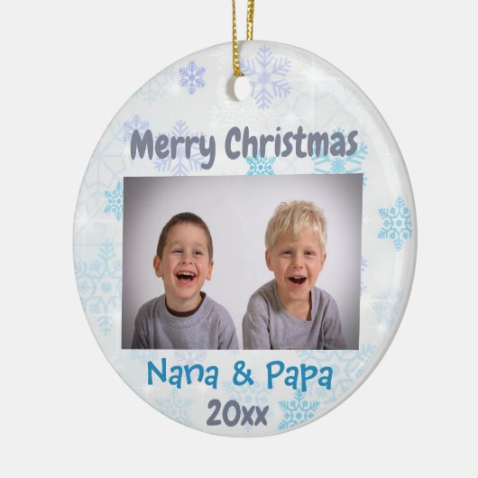 Grootouders Kerstmis 2022 Foto Keramisch Ornament (Links)