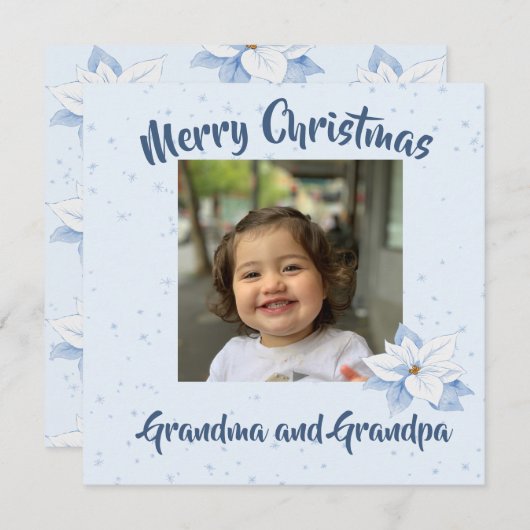 Grootouders Kerstmis Foto Bloemen Groet (Voorkant / Achterkant)