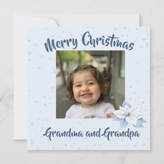 Grootouders Kerstmis Foto Bloemen Groet (Voorkant)