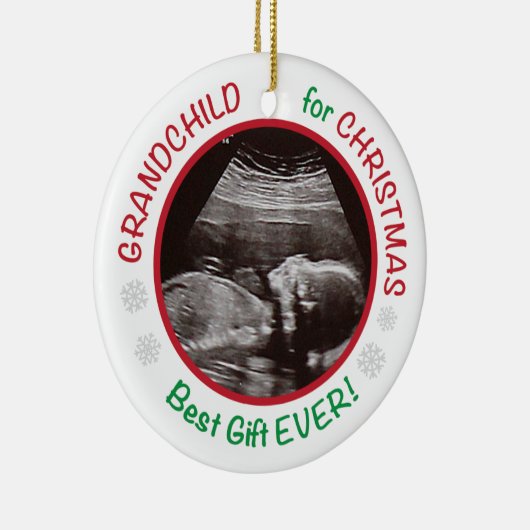 Grootouders kleinkind voor kerstmis keramisch ornament (Rechts)