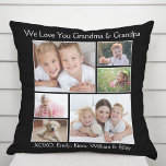 Grootouders Liefde Foto Gepersonaliseerd Zwart Kussen<br><div class="desc">Vier de beste grootouders ooit met dit aangepaste zwarte fotokussen met een 6-fotocollage van hun kleinkinderen, familieleden, huisdieren, enz., "Ik hou van je" of "We houden van je" en hoe ze worden aangesproken, bijv. "Oma & opa", "Moeder & Pop Pop", enz. U kunt ook de namen van hun kleinkinderen toevoegen...</div>