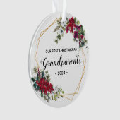 Grootouders met Elegant Eerste Kerstmis Foto Flora Ornament (voorkant)
