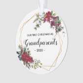 Grootouders met Elegant Eerste Kerstmis Foto Flora Ornament (voorkant)