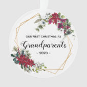 Grootouders met Elegant Eerste Kerstmis Foto Flora Ornament (voorkant)