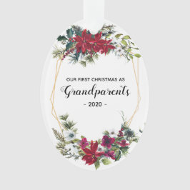 Grootouders met Elegant Eerste Kerstmis Foto Flora Ornament