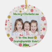 Grootouders met kerstkinderen Foto Keramisch Ornament (Voorkant)