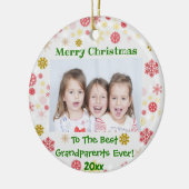 Grootouders met kerstkinderen Foto Keramisch Ornament (Links)