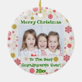 Grootouders met kerstkinderen Foto Keramisch Ornament (Achterkant)
