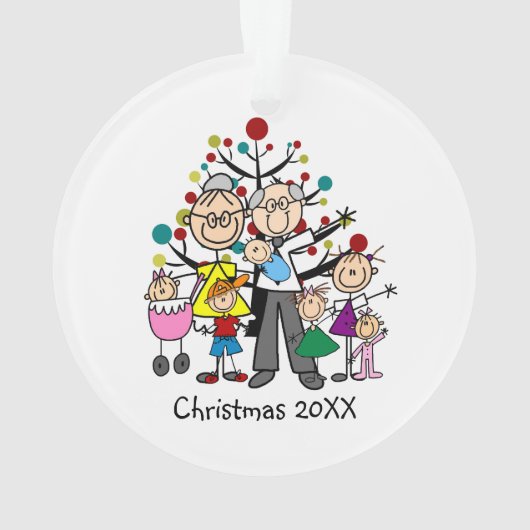 Grootouders met zes kleinkinderen ornament (achterkant)