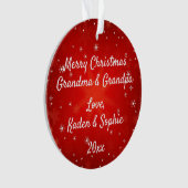 Grootouders Modern Red Snowflake kerst Ornament (voorkant)