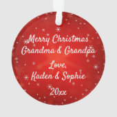 Grootouders Modern Red Snowflake kerst Ornament (achterkant)