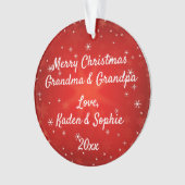 Grootouders Modern Red Snowflake kerst Ornament (voorkant)