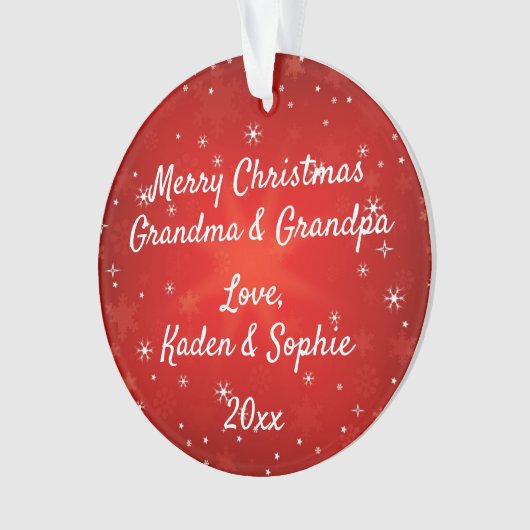 Grootouders Modern Red Snowflake kerst Ornament (voorkant)