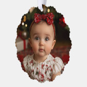 Grootouders Moderne Baby's Eerste Kerstfoto Ornament Kaart (Links)