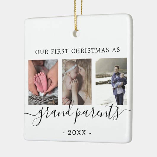 Grootouders Multifoto's eerste kerstdag Keramisch Ornament (Links)