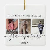 Grootouders Multifoto's eerste kerstdag Keramisch Ornament (Achterkant)