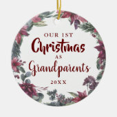 Grootouders Onze eerste kerstflora Baby Foto Keramisch Ornament (Voorkant)