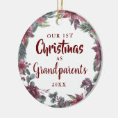 Grootouders Onze eerste kerstflora Baby Foto Keramisch Ornament (Links)