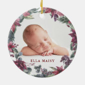 Grootouders Onze eerste kerstflora Baby Foto Keramisch Ornament (Achterkant)