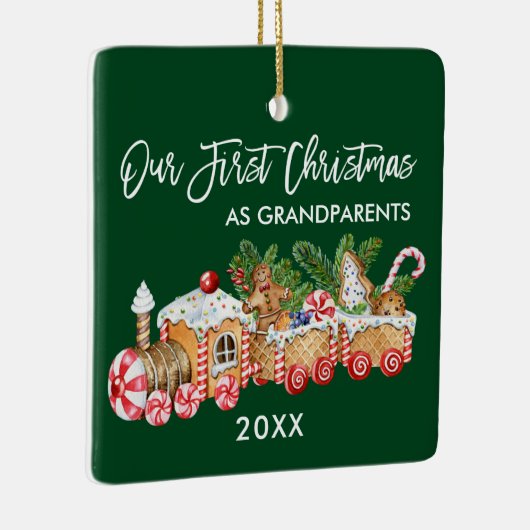 Grootouders Onze eerste kerstontbijt Keramisch Ornament (Rechts)