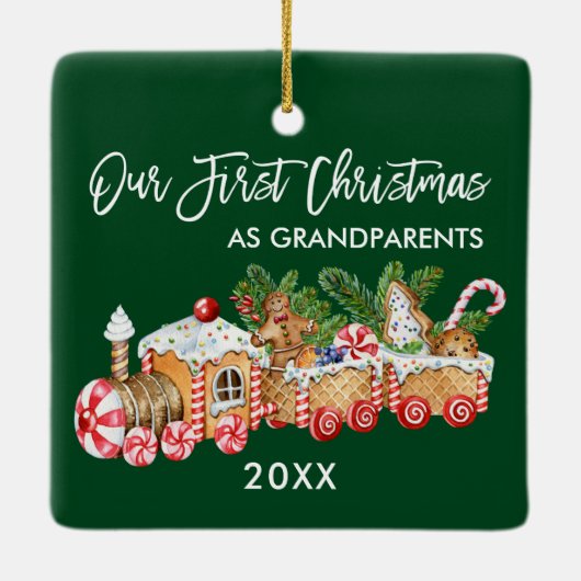 Grootouders Onze eerste kerstontbijt Keramisch Ornament (Achterkant)