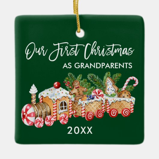 Grootouders Onze eerste kerstontbijt Keramisch Ornament (Voorkant)