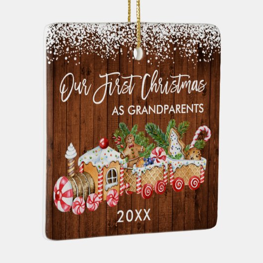 Grootouders Onze eerste kerstontbijt Keramisch Ornament (Rechts)