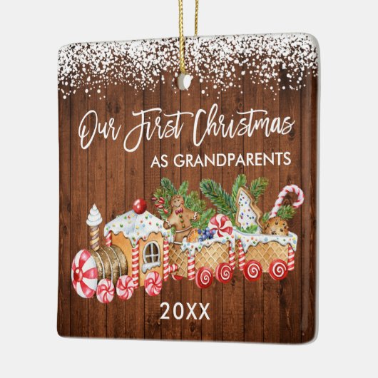 Grootouders Onze eerste kerstontbijt Keramisch Ornament (Links)