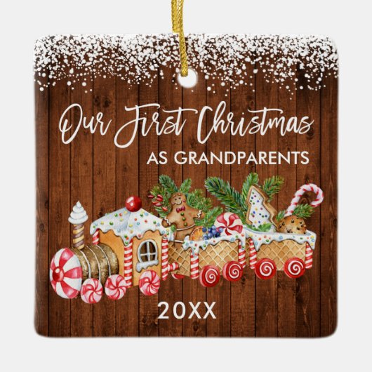 Grootouders Onze eerste kerstontbijt Keramisch Ornament (Voorkant)