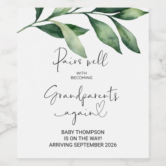 Grootouders Opnieuw Zwangerschap Aankondiging Oude Wijn Etiket (Enkel label)