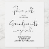 Grootouders Opnieuw Zwangerschap Aankondiging Oude Wijn Etiket (Enkel label)