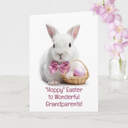 Grootouders Prettig Pasen met lieve Bunny Kaart (Orchidee)
