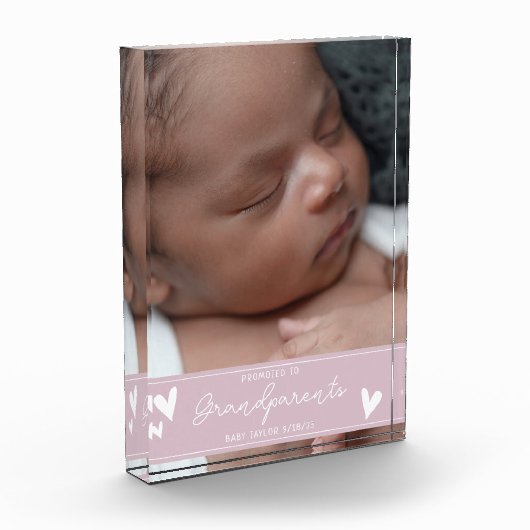 Grootouders Promoted Nieuwe Baby Script Keepsake Fotoblokken (Links)