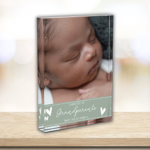 Grootouders Promoted Nieuwe Baby Script Keepsake Fotoblokken