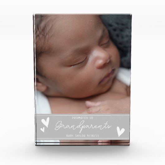 Grootouders Promoted Nieuwe Baby Script Keepsake Fotoblokken (Voorkant)