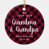 Grootouders Red Pset met kerstfoto tweeslachtig Keramisch Ornament (Voorkant)