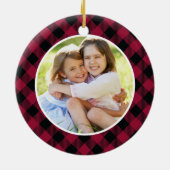 Grootouders Red Pset met kerstfoto tweeslachtig Keramisch Ornament (Achterkant)