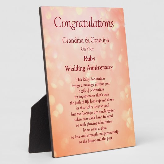 Grootouders Ruby Wedding Jubileum Fotoplaat (Zijkant)