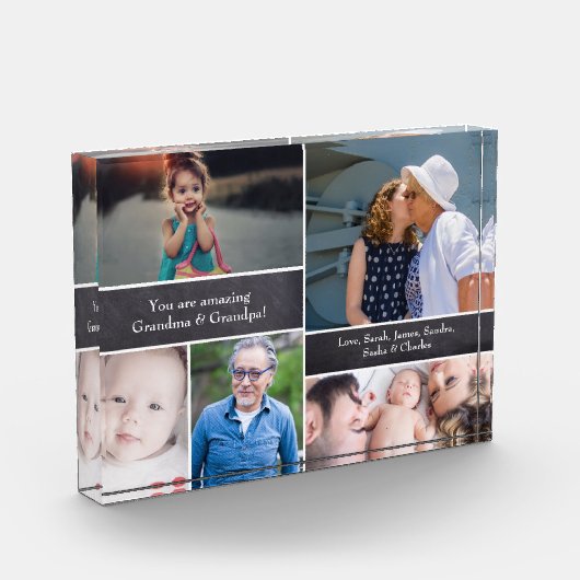 Grootouders van bewerkbare familie Collage Chalkbo Fotoblokken (Links)