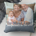 Grootouders van de meeste liefde in de wereld 2 Fo Kussen<br><div class="desc">Creëer uw eigen moderne fotokussen met twee van uw favoriete foto's. De overmaatse typografie is volledig bewerkbaar en luidt momenteel "De meest geliefde grootouders in de wereld". Het fotomalplaatje is klaar voor u om uw afbeeldingen toe te voegen, die in landschapsformaat worden getoond. Het kleurenpalet is grijs en wit maar...</div>
