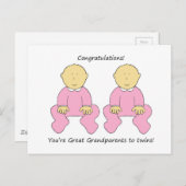 Grootouders van harte gefeliciteerd met Twin Girls Briefkaart (Voorkant / Achterkant)