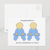 Grootouders voor Twin Boys Gefeliciteerd Briefkaart (Voorkant / Achterkant)