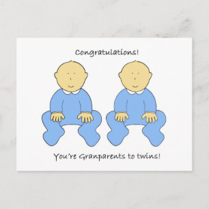Grootouders voor Twin Boys Gefeliciteerd Briefkaart