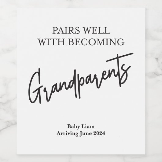 Grootouders worden Gepersonaliseerde Wijnetiketten Wijn Etiket (Enkel label)