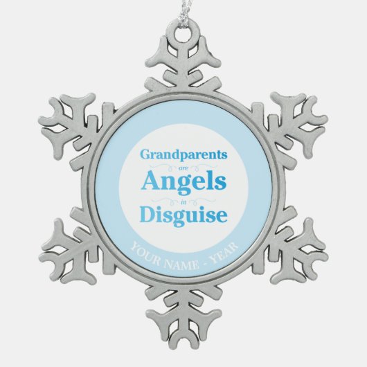 Grootouders zijn Angels in Disguise Tin Sneeuwvlok Ornament (Voorkant)