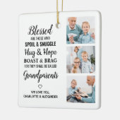 Grootouders zonder zegen Aangepast 3 Foto collage Keramisch Ornament (Links)