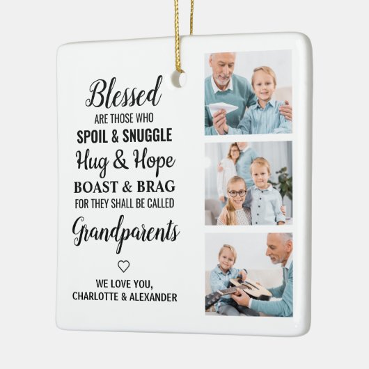 Grootouders zonder zegen Aangepast 3 Foto collage Keramisch Ornament (Links)