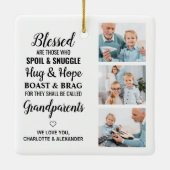 Grootouders zonder zegen Aangepast 3 Foto collage Keramisch Ornament (Achterkant)
