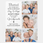 Grootouders zonder zegen Aangepast 4 Foto collage Fleece Deken (Voorkant)