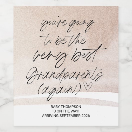 grootouders Zwangerschap Aankondiging nieuwe baby Wijn Etiket (Enkel label)